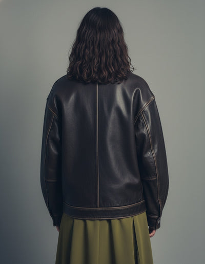 Nineties Vintage Oversized Brown Leather Jacket